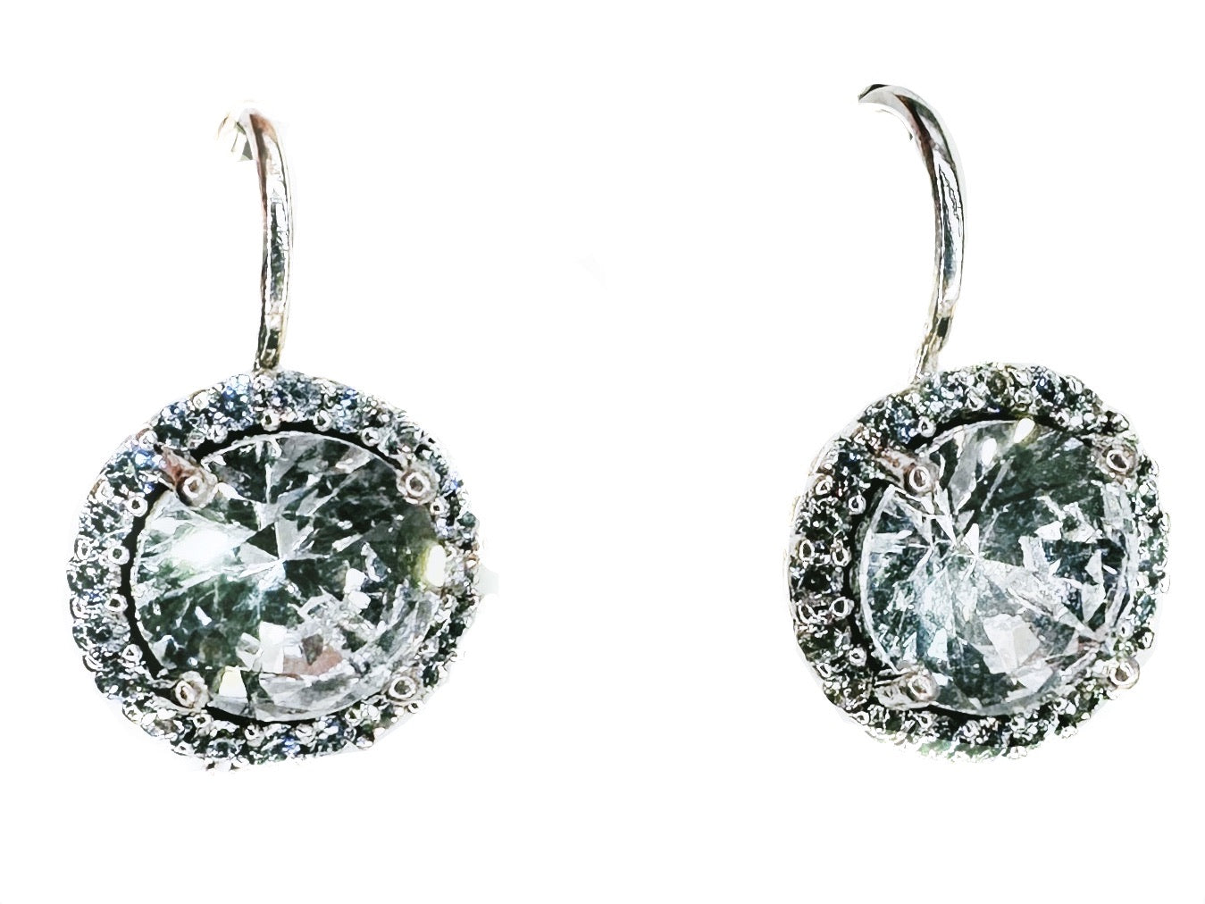 Orecchini con zirconi e grande strass centrale O232