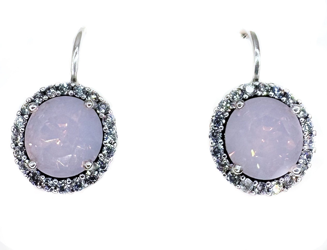 Orecchini con zirconi e grande strass centrale O232