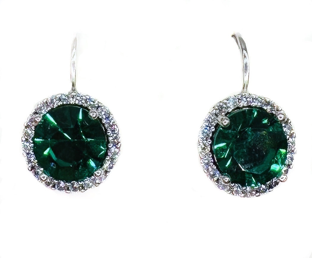 Orecchini con zirconi e grande strass centrale O232