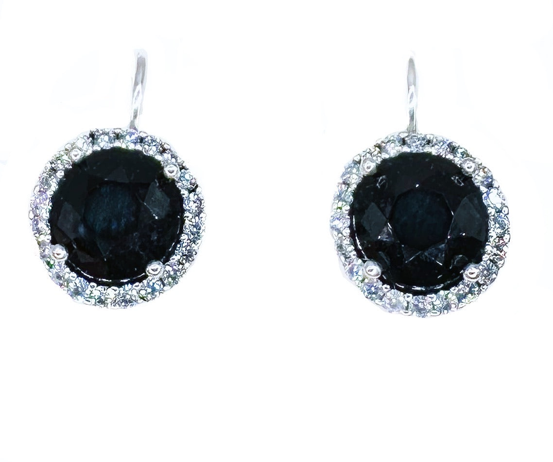 Orecchini con zirconi e grande strass centrale O232