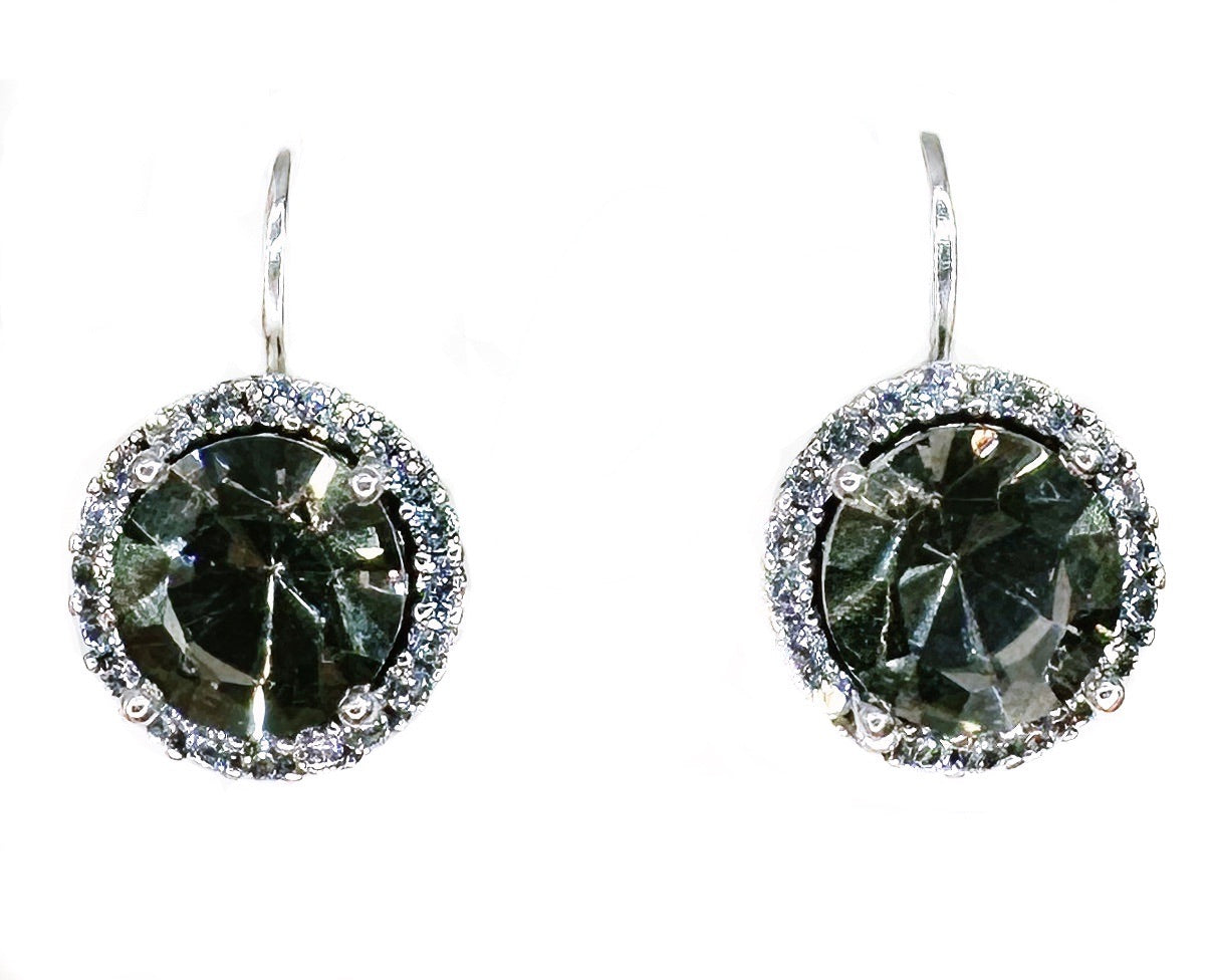 Orecchini con zirconi e grande strass centrale O232