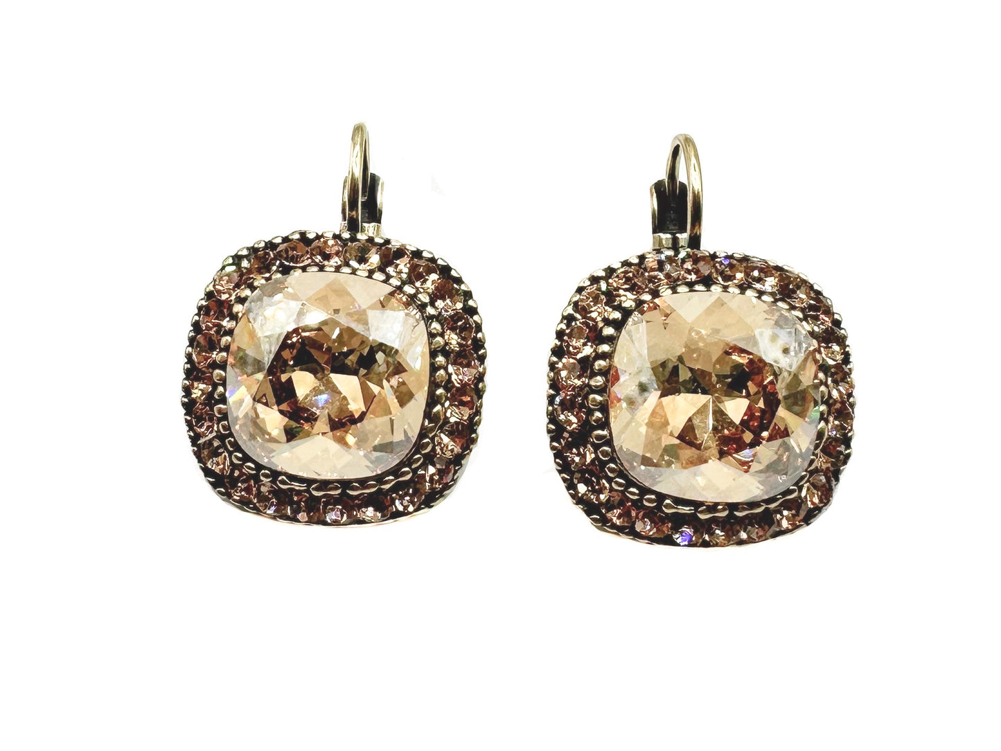 Orecchini con pietra Swarovski centrale e contorno strass O06